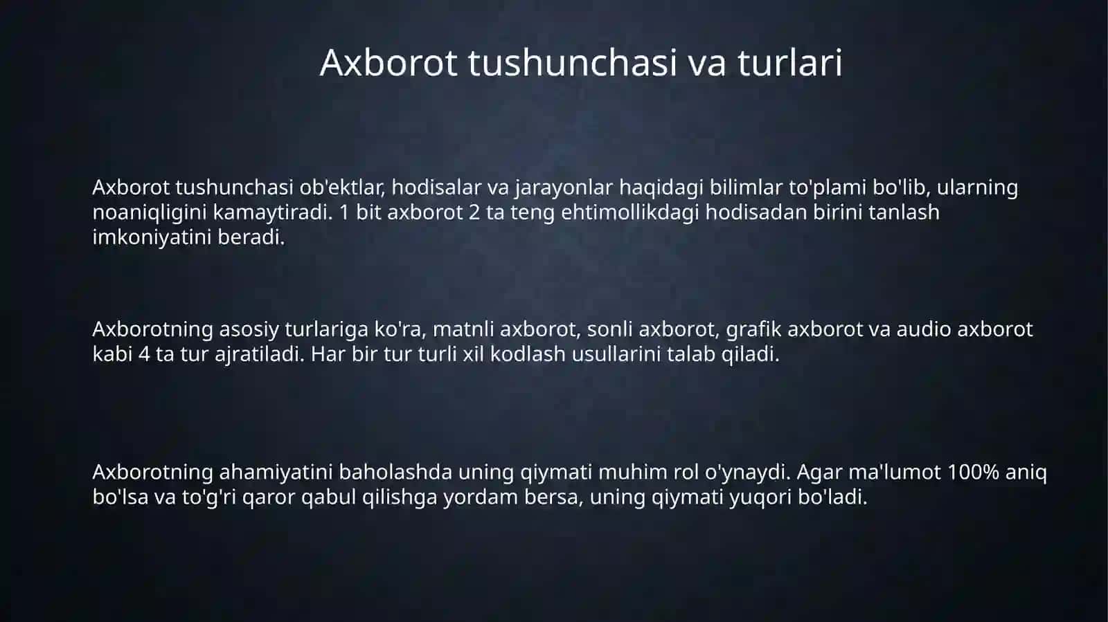 Axborot tushunchasi va turlari 3