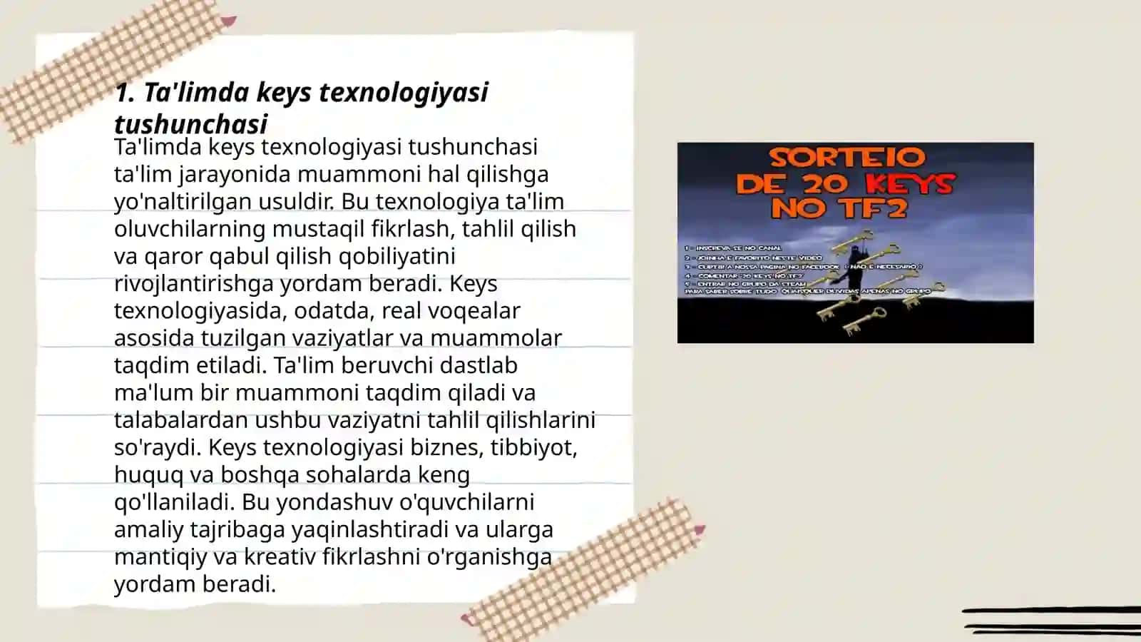 Ta'limda keys texnologiyasi o'quv loyihaviy ta'limning asosiy tamoyillari 3