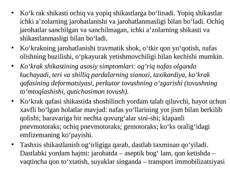 Nafasa’zolari, ko‘krakqafasining xirurgik kasalliklarida, boshmiyaning shikastlarida hamshiralikishi 3