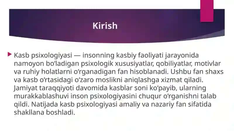Kasb psixologiyasi fanining shakllanish tarixi 3