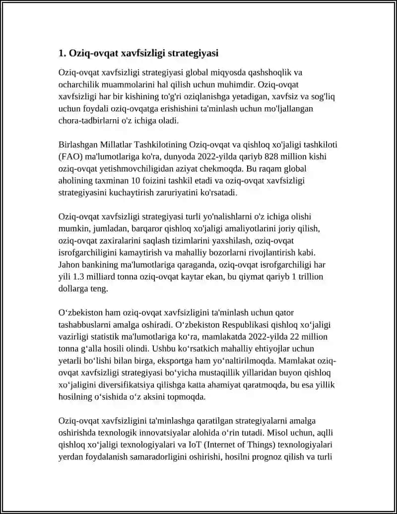 Oziq-ovqat xavfsizligi strategiyasi 3