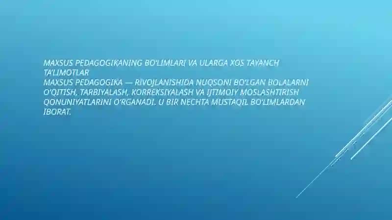 Maxsus pedagogikaning bo'limlari va ularga xos tayanch ta'limot 3