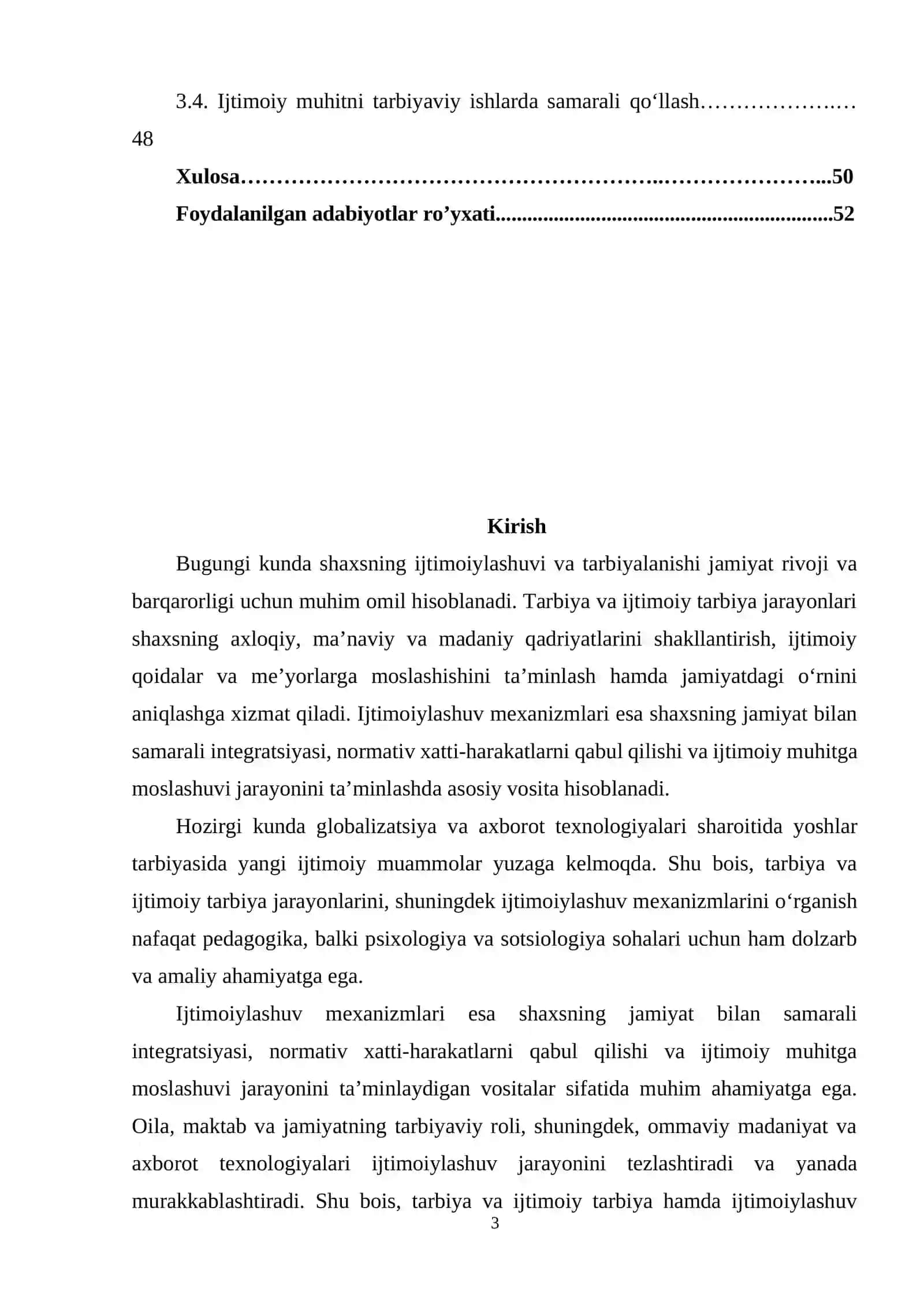 Tarbiya va ijtimoiy tarbiya. Ijtimoiylashuv mexanizmlari 3