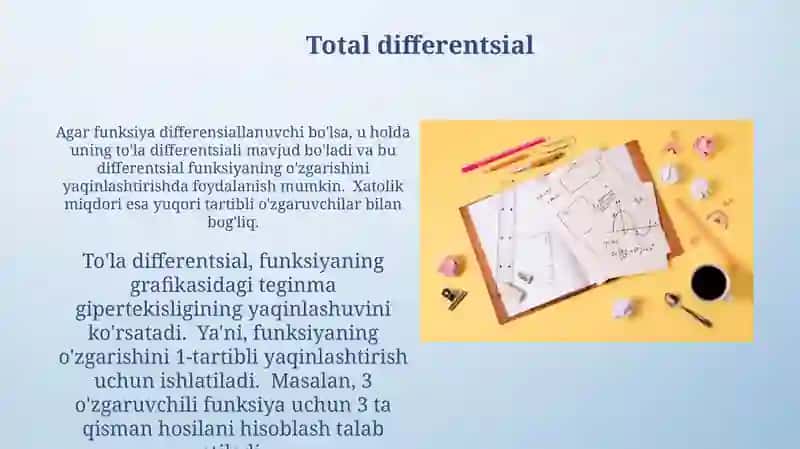 Kóp ózgaruvchi funksiyalarning hosilalari va diferensiallari 3