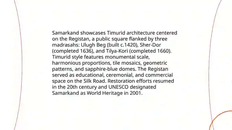 Samarkand: Timurid architecture and the Registan 3