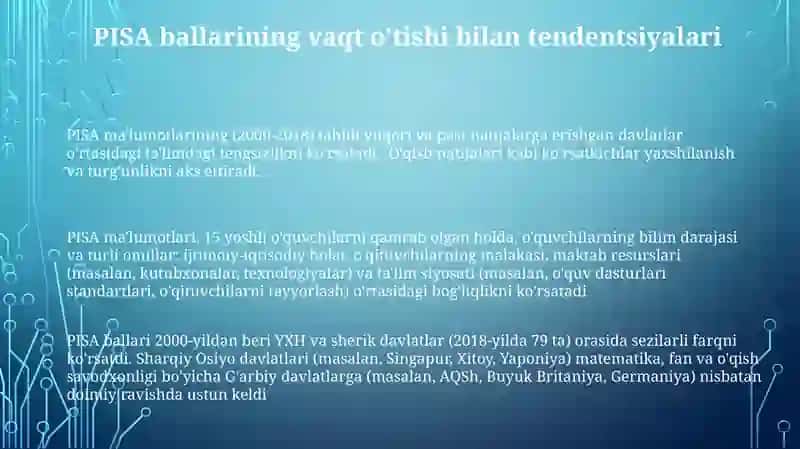 PISA xalqaro baholash dasturida "O'zgarish va bog'lanishlar" 3