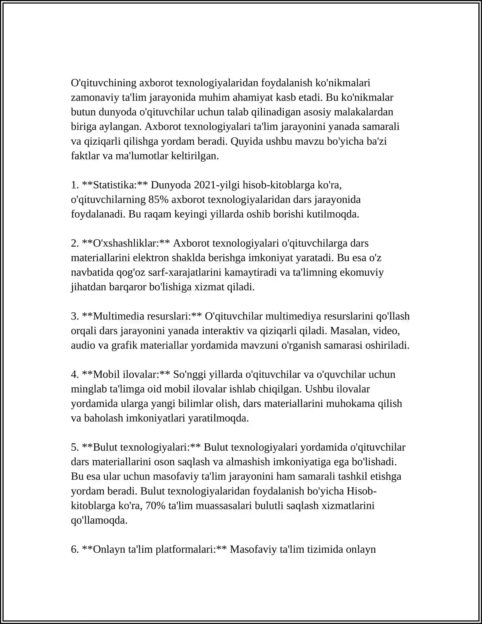 O'QITUVCHINING AXBOROT KOMPETENCIYASINI RIVOJLANDIRISHDA PEDAGOGICAL HAMKORLIK 3
