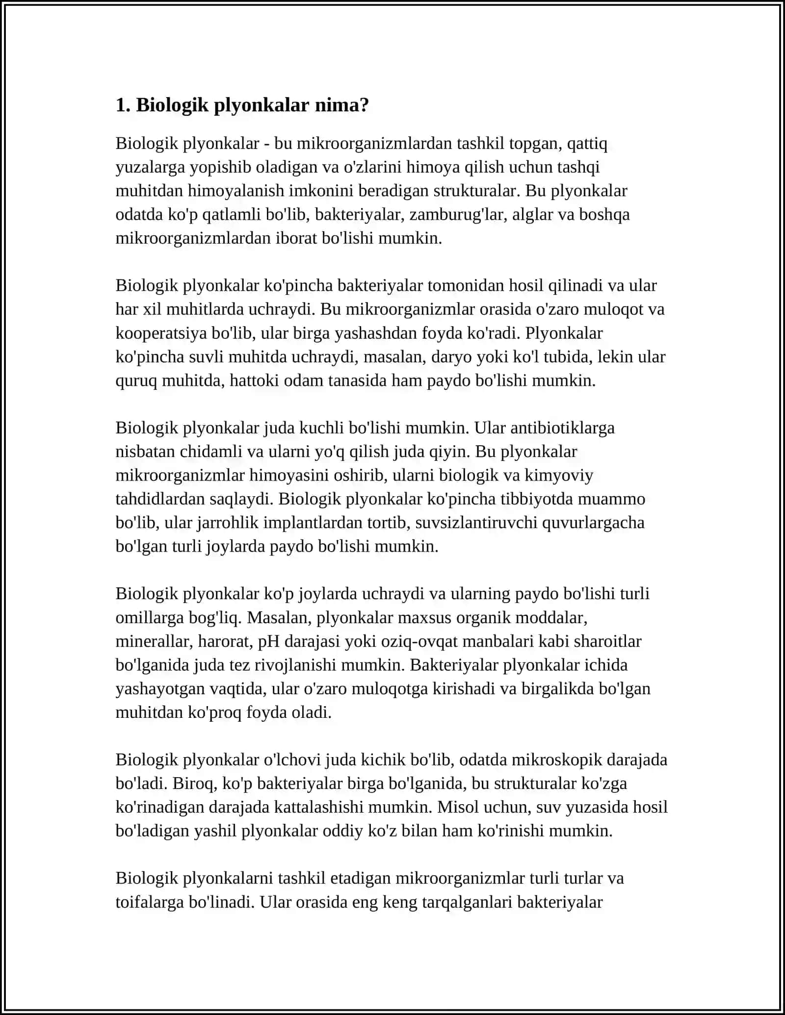 BAKTERIYALARNING BIOPLYONKA HOSIL QILISHI.UNING PRAKTIK AHAMIYATI 3