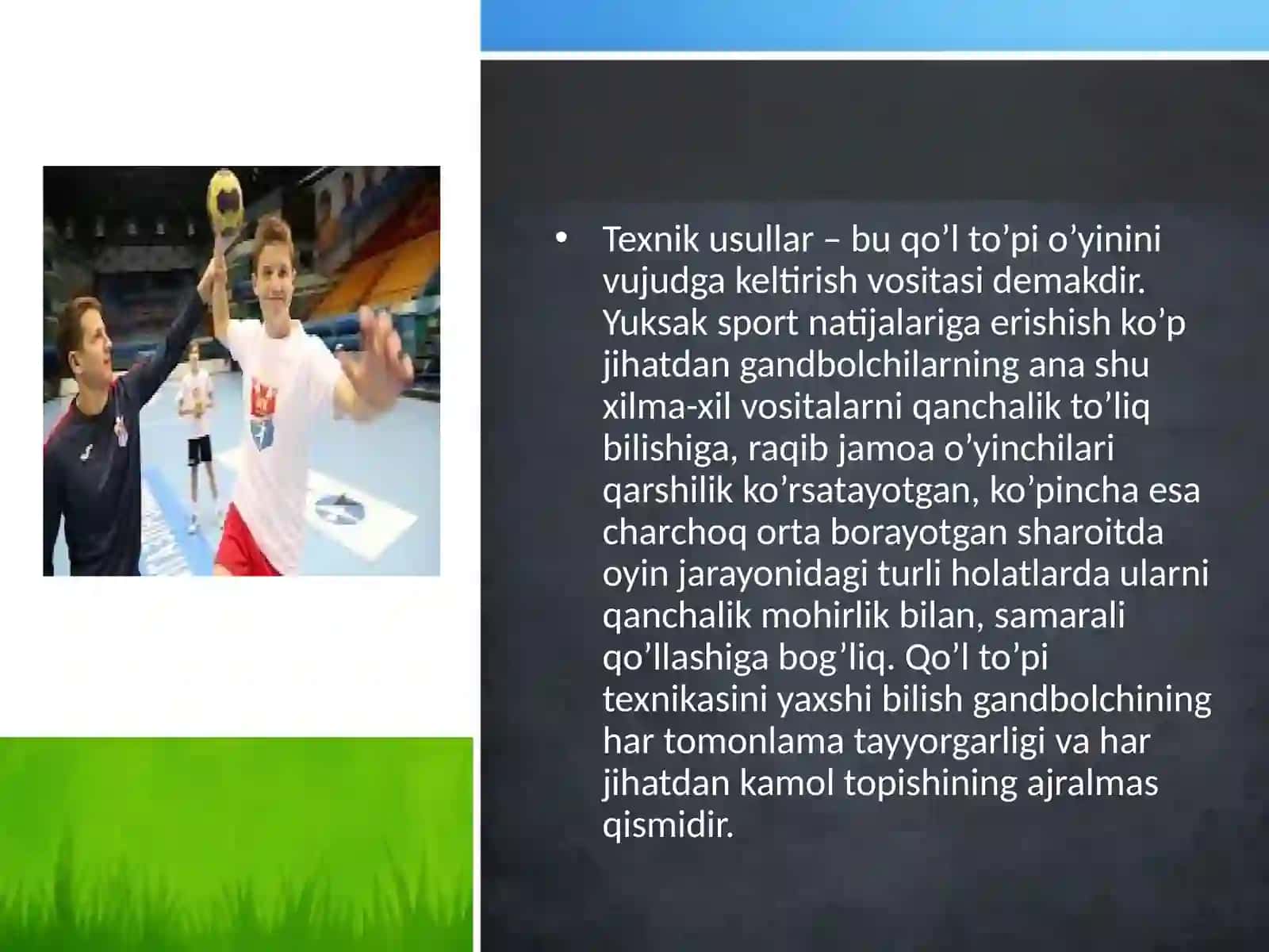 GANDBOL O’YIN TEXNIKA VA TAKTIKASINING TASNIFI 3