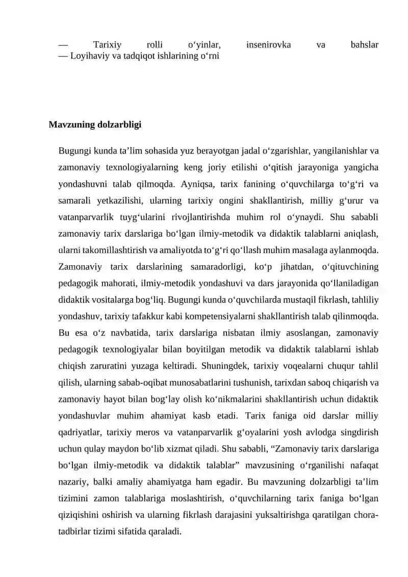 Tarix darislari turlari va tuzlishi 3