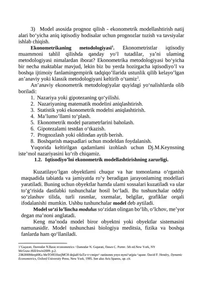 EKONOMETRIKA FANIDAN MAVZULARNING QISQACHA MAZMUNI 3