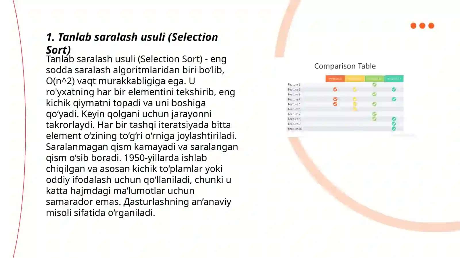 Tanlab saralash usuli (Selection Sort) 3