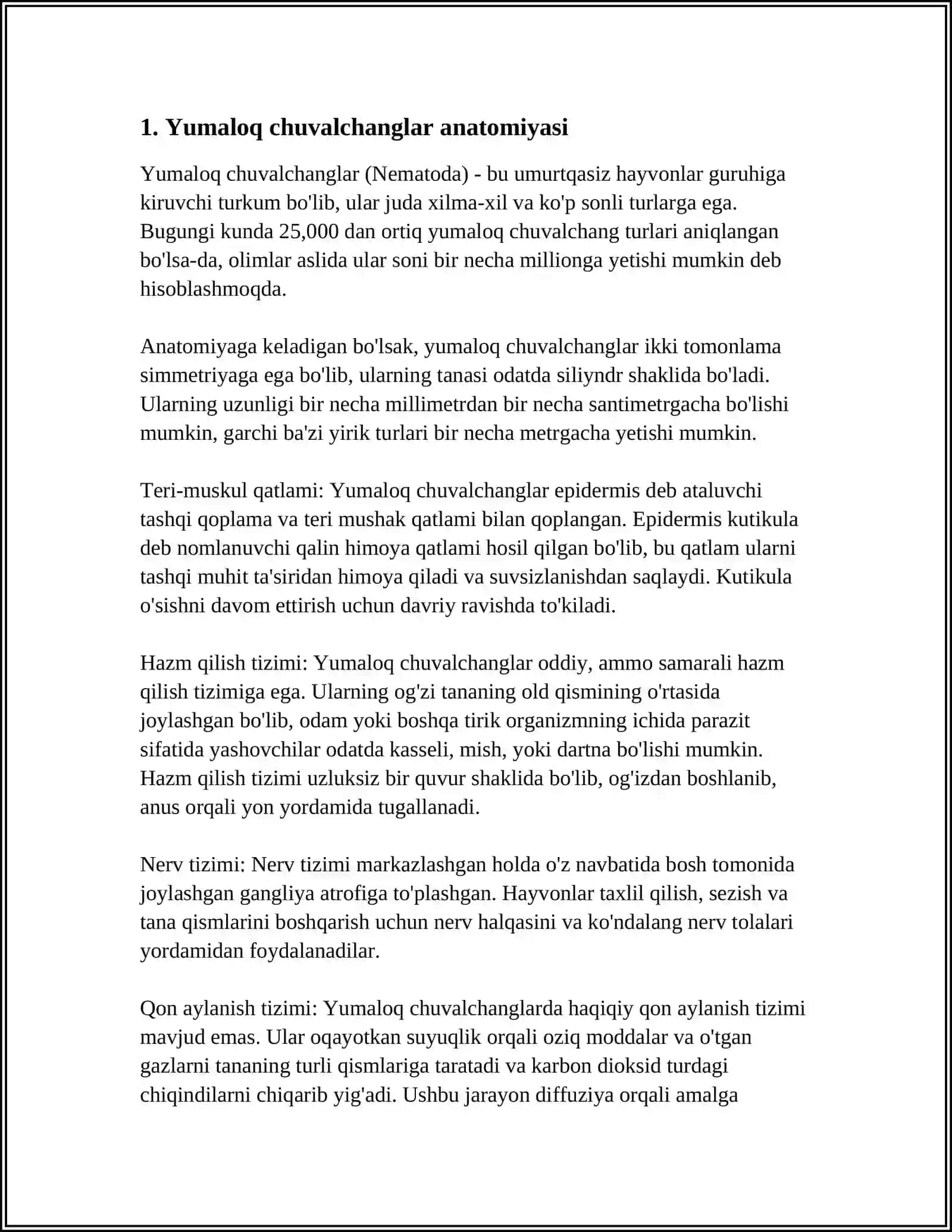 MUSTAQIL ISH Mavzu: YUMALOQ CHUVALCHANGLARNING ASKARIDASI ORTRITSA KELIB CHIQISHI 3