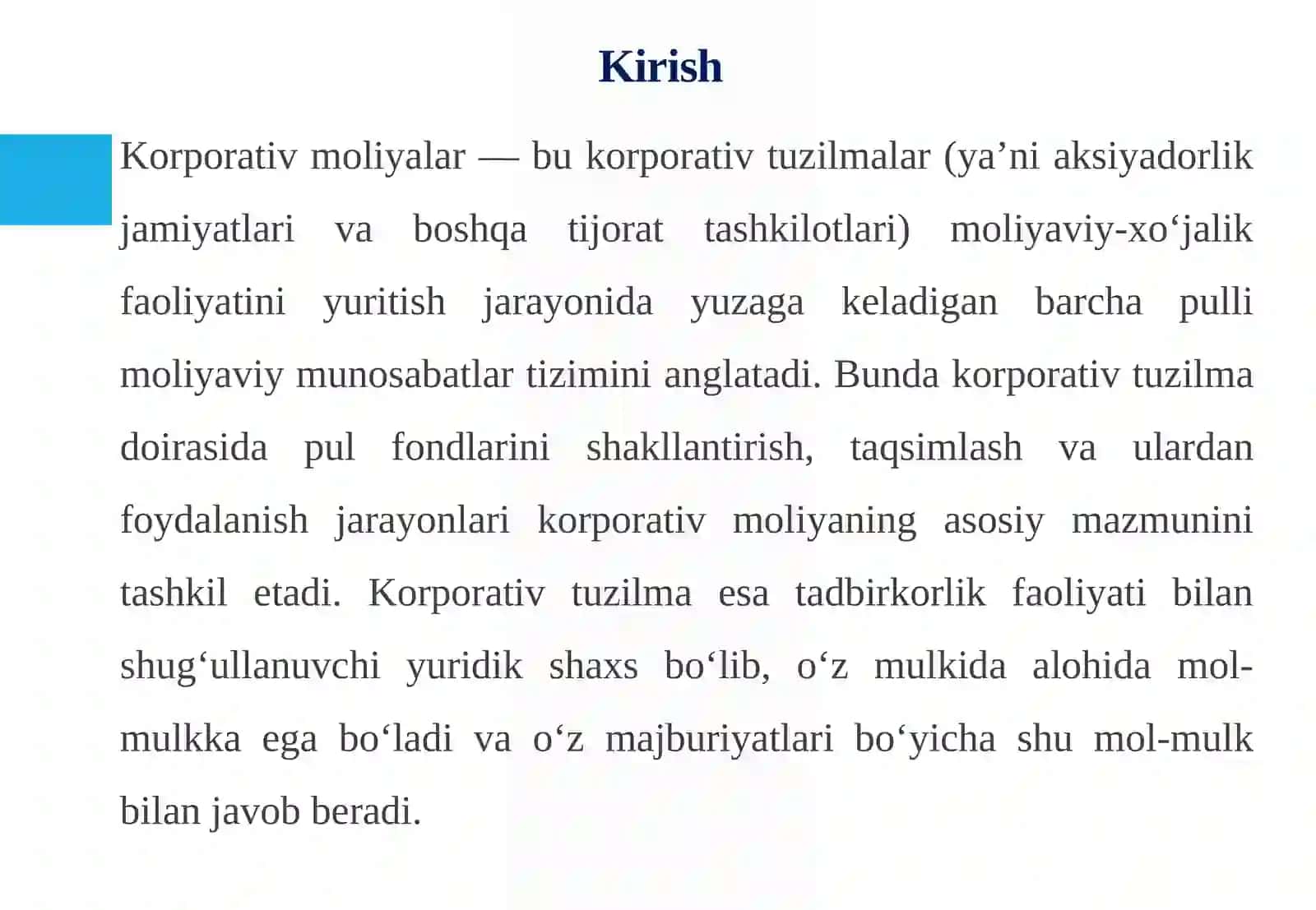 Korporativ moliyalar 3