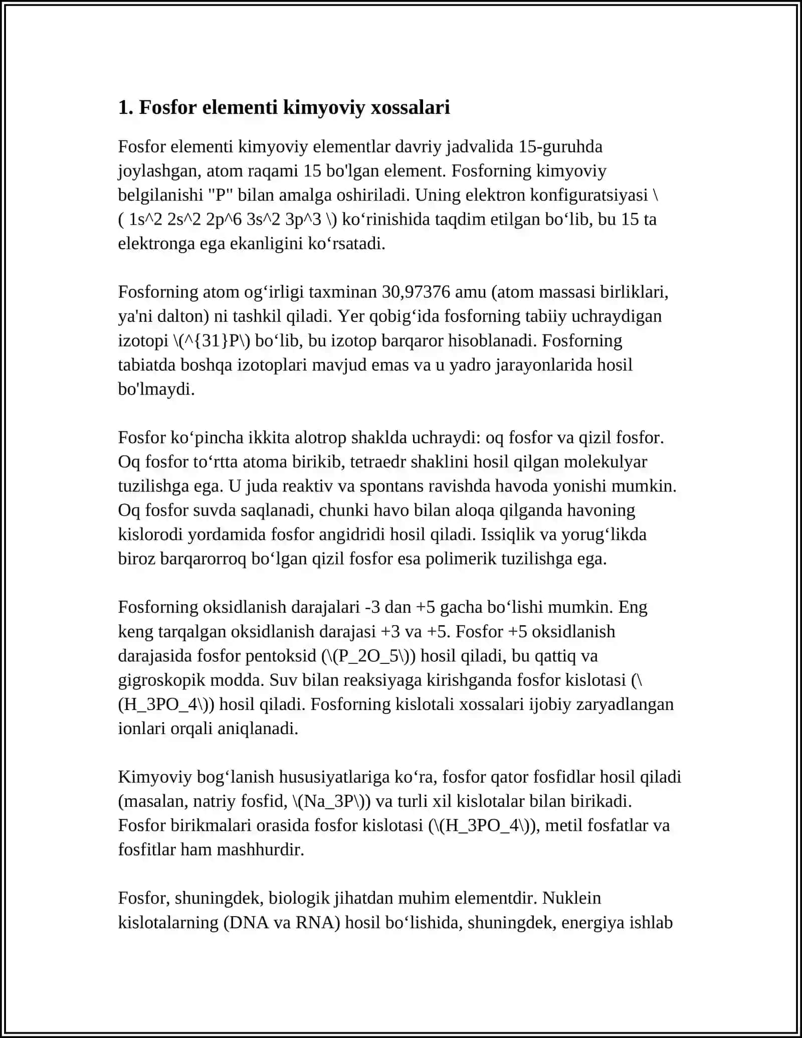 FOSFOR ELEMENTI HAQIDA UMUMIY TUSHUNCHALAR 3