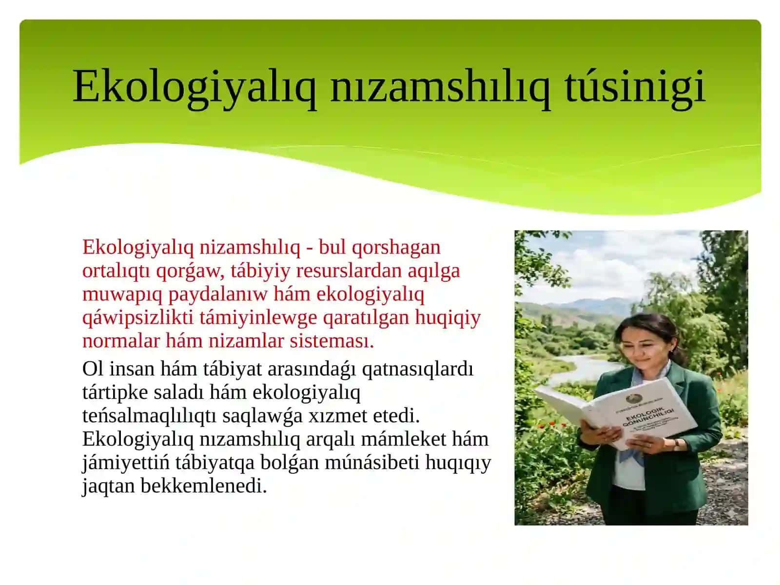 Ekologiyalıq nızamshılıq boyınsha hújjetlerdi tallaw 3
