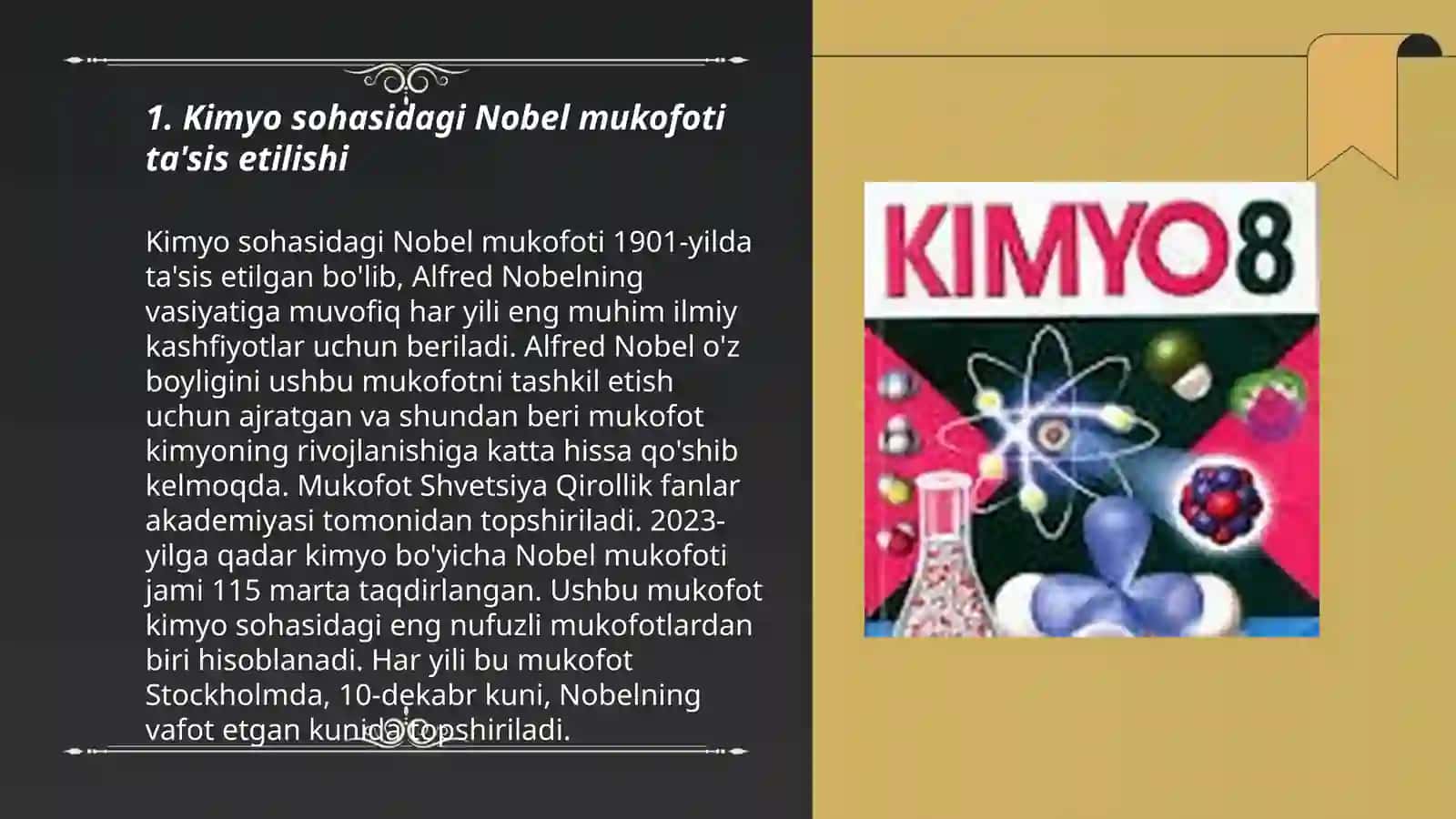Kimyo sohasidagi nobel mukofotlari sovrindorlari 3