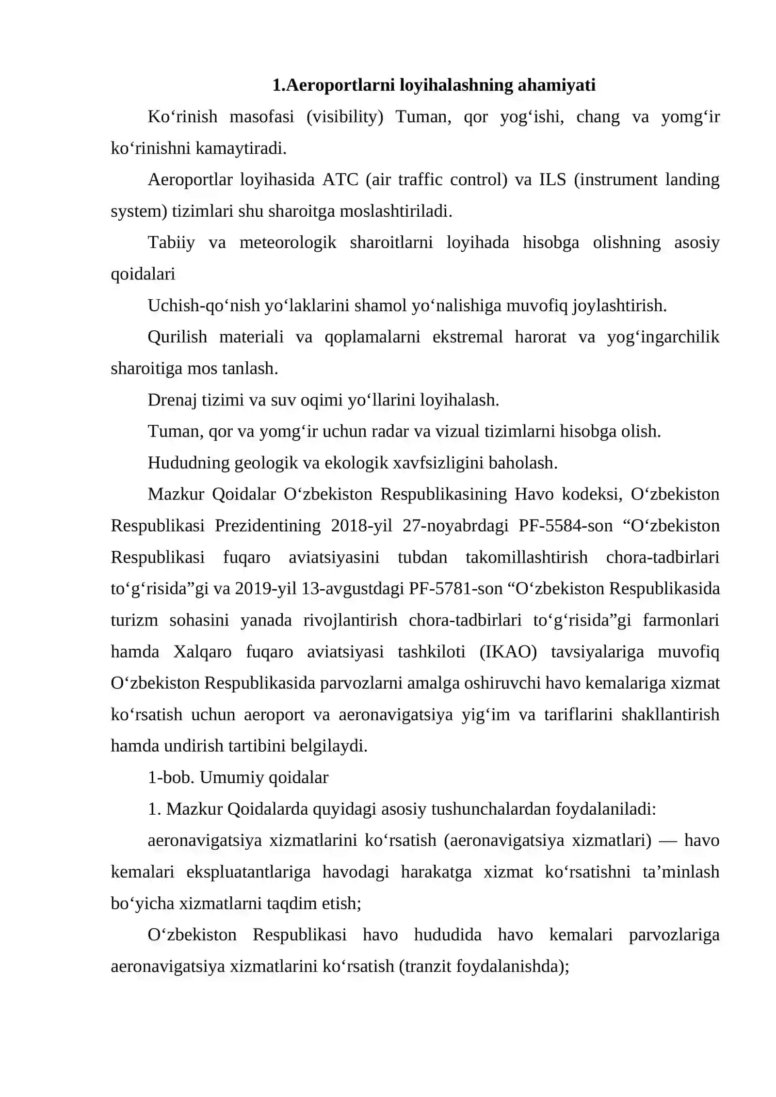 AEROPORTLARNI LOYIHALASHDA TABIIY VA METEOROLOGIK SHAROITLARNI HISOBGA OLISH 3