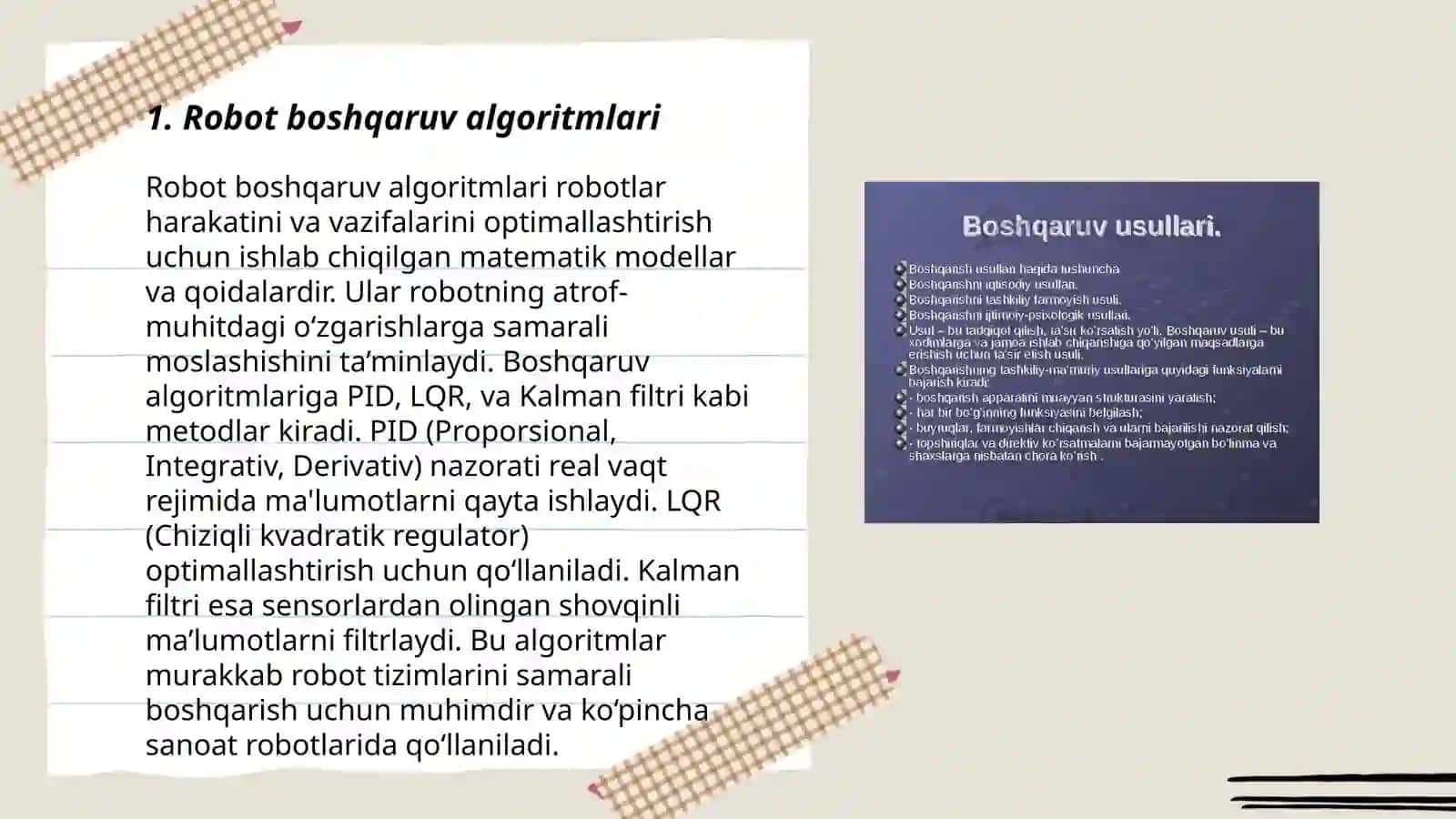 Robotlarni boshqarish tizimlari 3