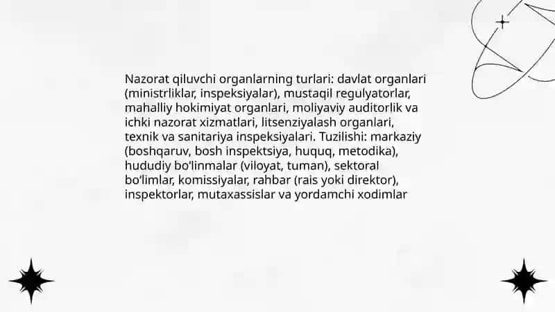 Nazorat qiluvchi organlar va ularning vakolatlari(tadbirkorlik faoliyati) 3