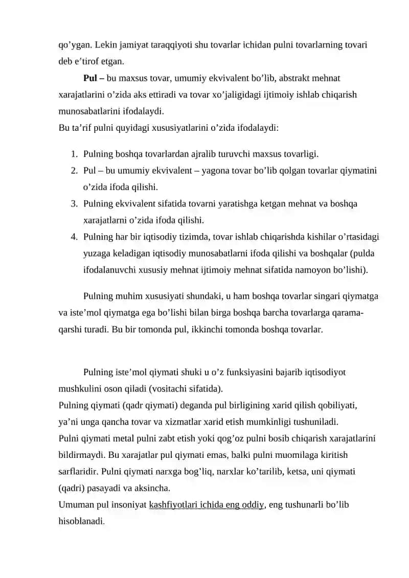 Pulning O'ziga Xos Xususiyatlari 3