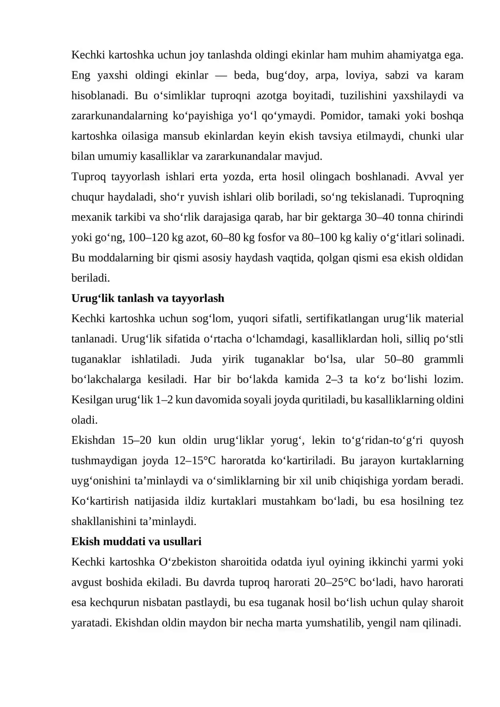 Kechki kartoshka yetishtirish texnologiyasi 3