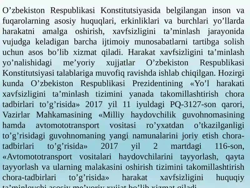 Harakatni tashkil etish bo‘yicha meyoriy xujjatlar 3