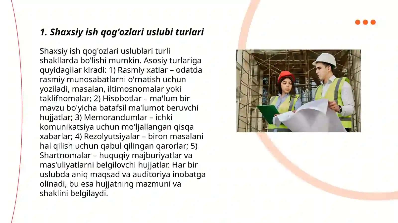 Shaxsiy ish qogʻozlari uslubi muassasalarda ish yuritishni tashkil etish texnologiyalari 3