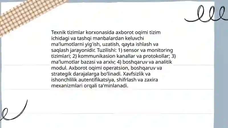 Texnik tizimlar korxonasida mavjud axborot oqimi 3