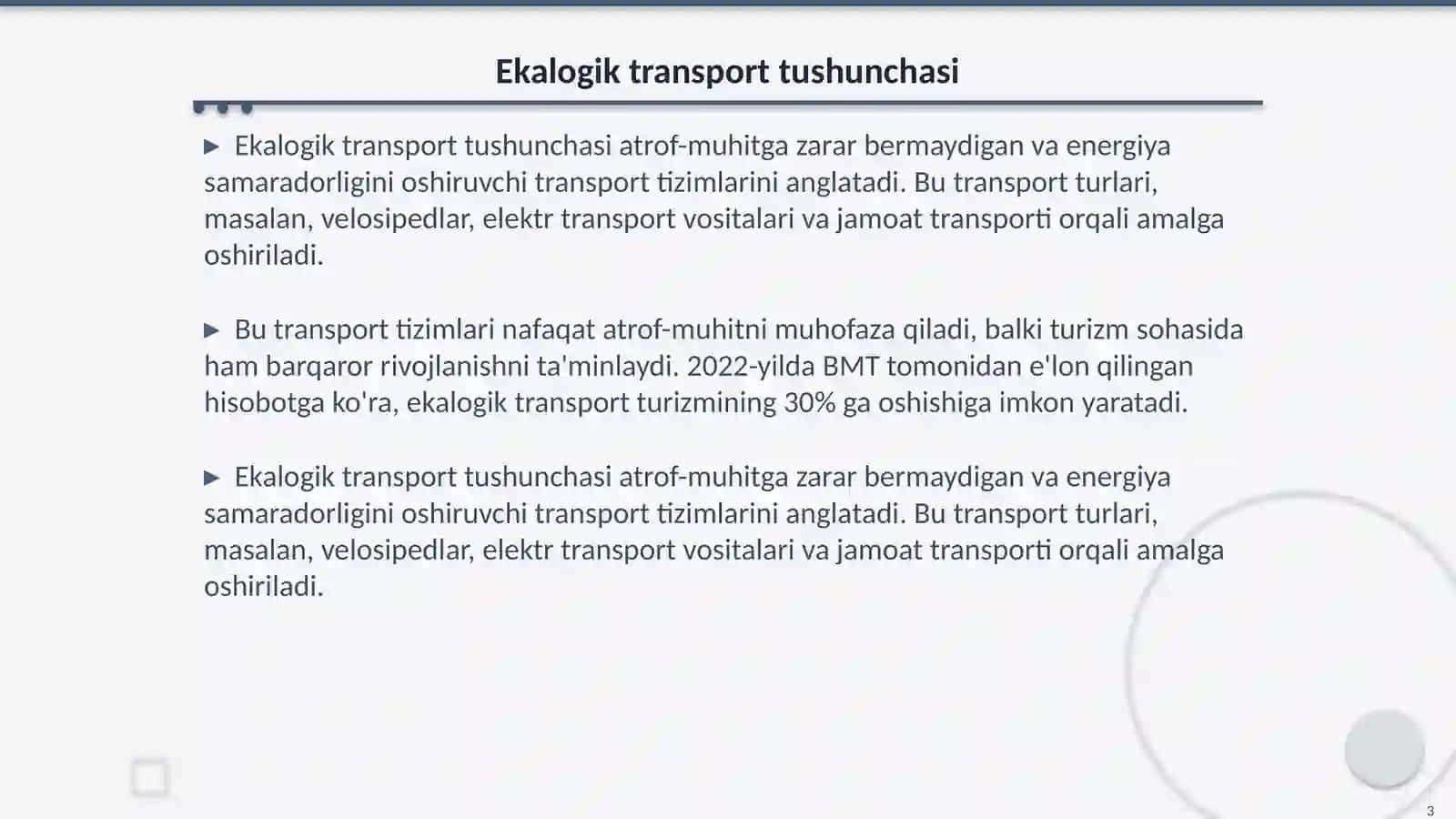 Ekalogik transport: turizmni barqaror rivojlantirish omili 3