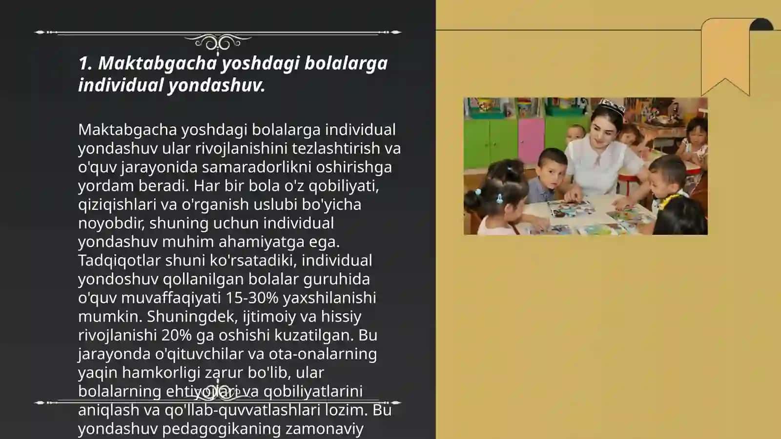Individual yo'naltirilgan o'qitishni tashkil etish maktabgacha yoshdagi bolalar 3