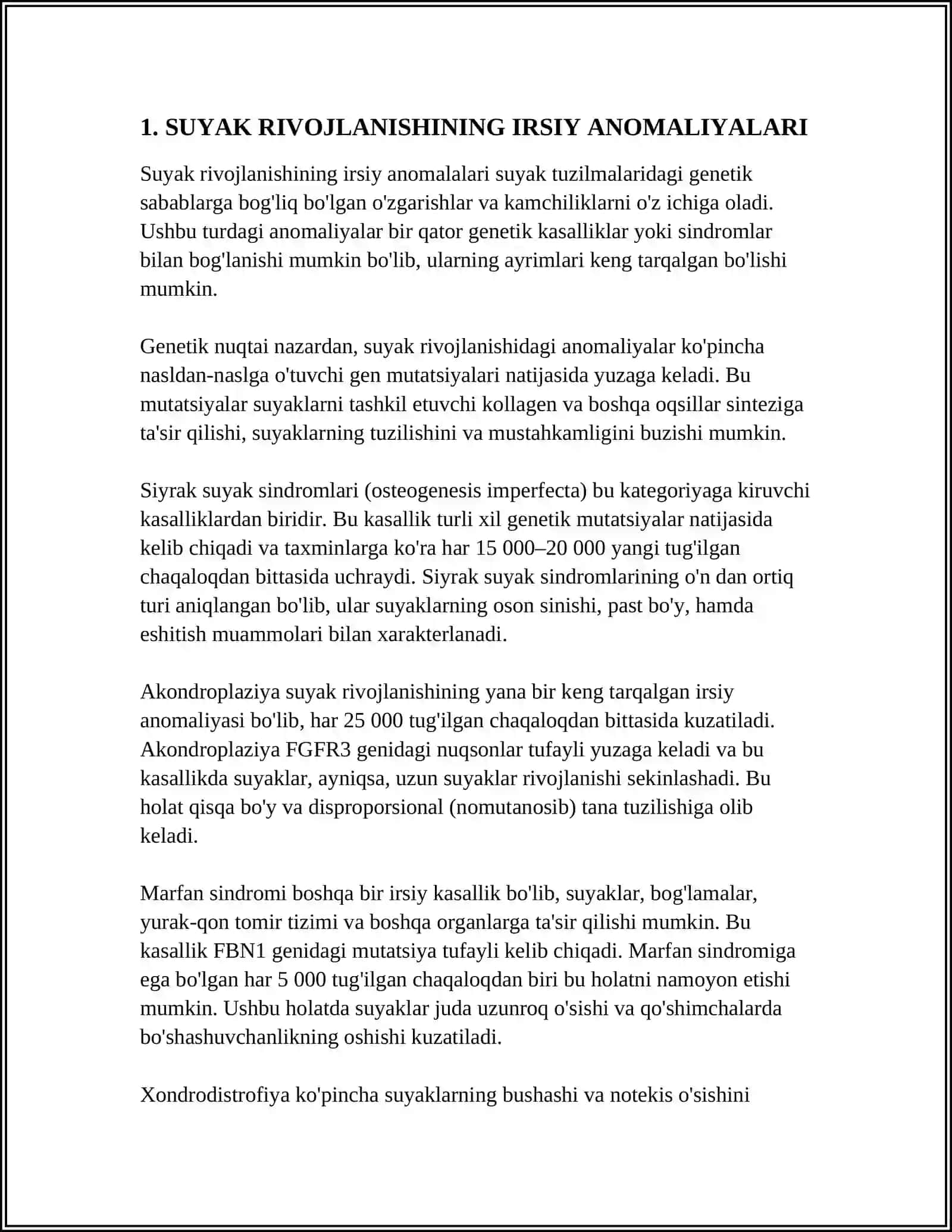 SUYAK RIVOJLANISH ANOMALIYALARI 3