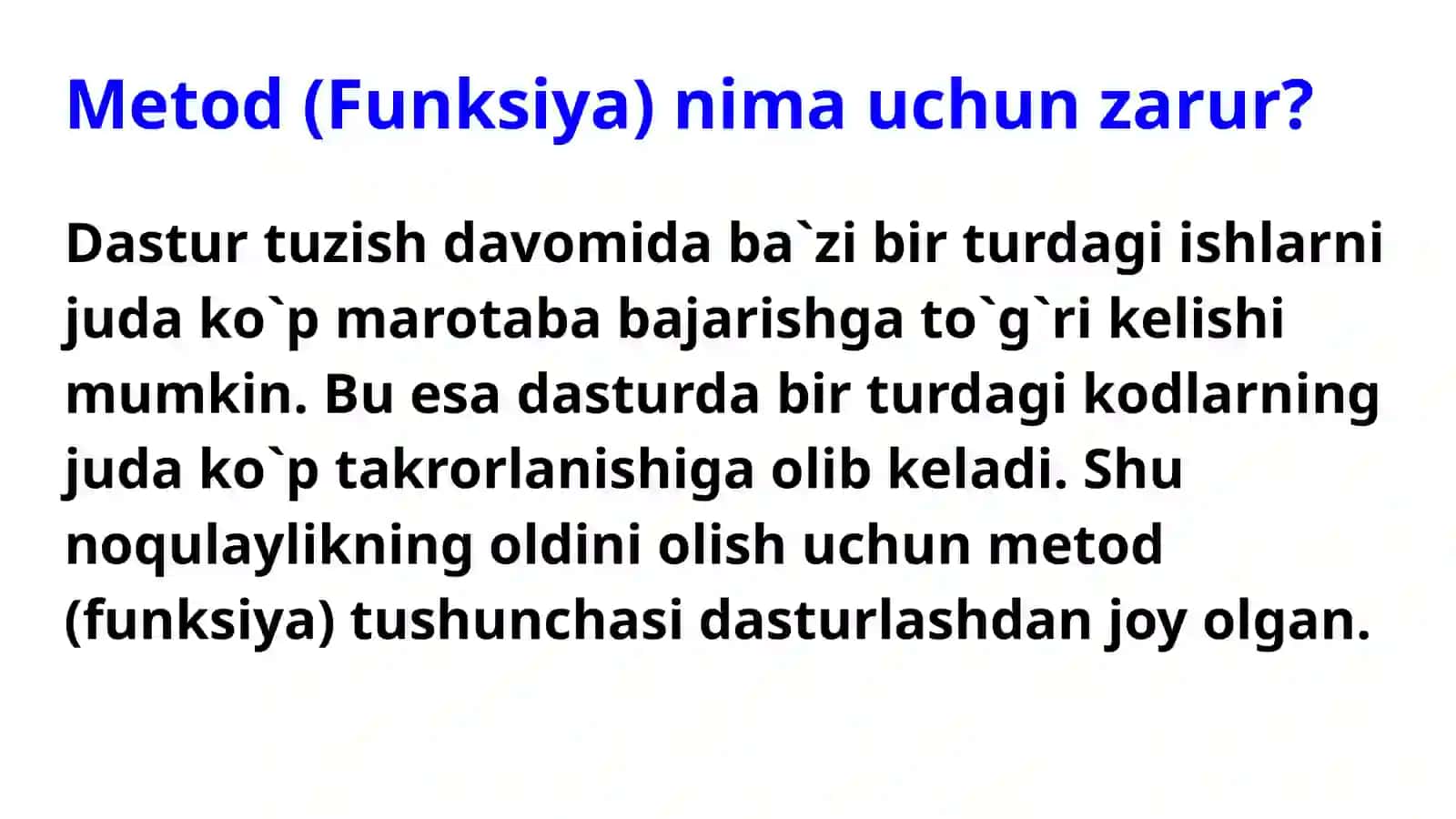 Metodlar(Funksiyalar) 3