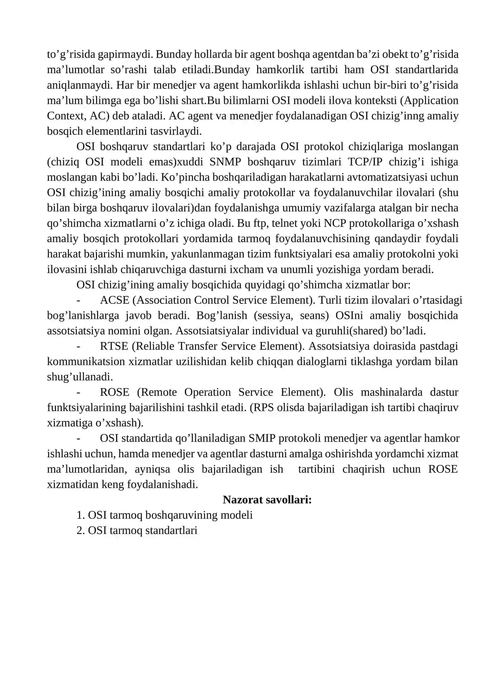Telekommunikatsiya tarmoqlarini boshqarish modellari 3