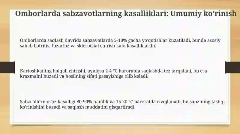 Sabzavotarni onborxonalarda saqlash davridagi kasalliklari hamda ularga qarshi kurahish choralari 3