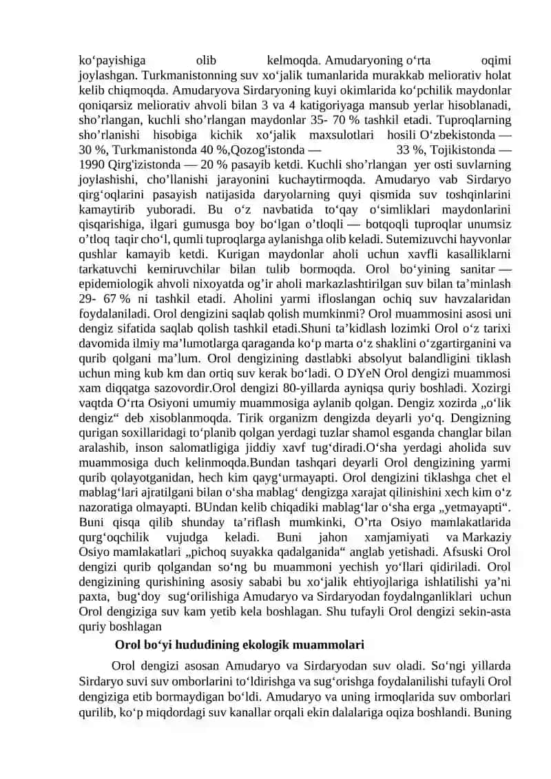 Orol dengizining ekologik ahvoli 3