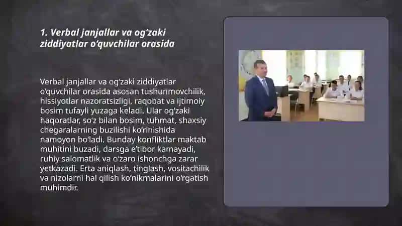 Verbal janjallar va og‘zaki ziddiyatlar o‘quvchilar orasida 3