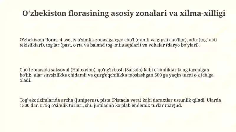 Oʻzbekiston florasini boyligi va xilma-xilligi 3