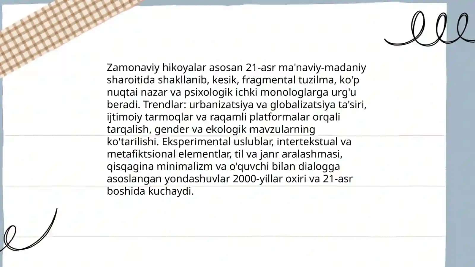 Zamonaviy hikoyalar: asosiy xususiyatlari va tendensiyalari 3