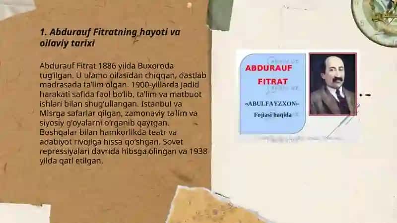 Abdurauf Fitrat hayoti va ijodi. "Abulfayzxon" dramasi 3