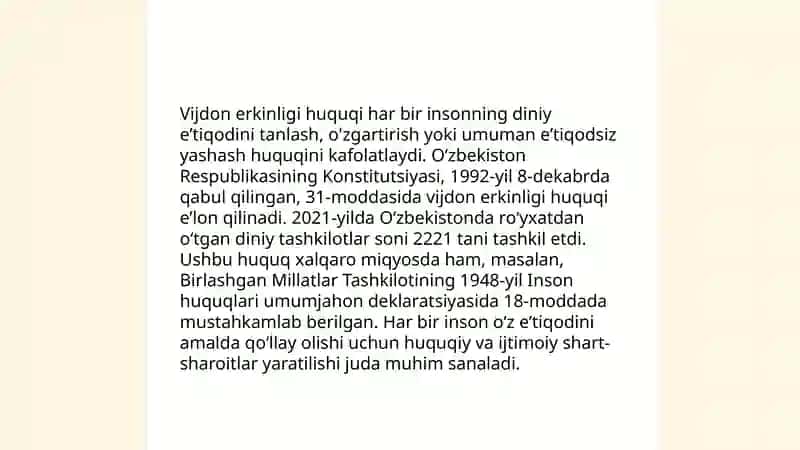 Vijdon erkinligi va diniy tashkilotlar to'g'risidagi qonuni 3