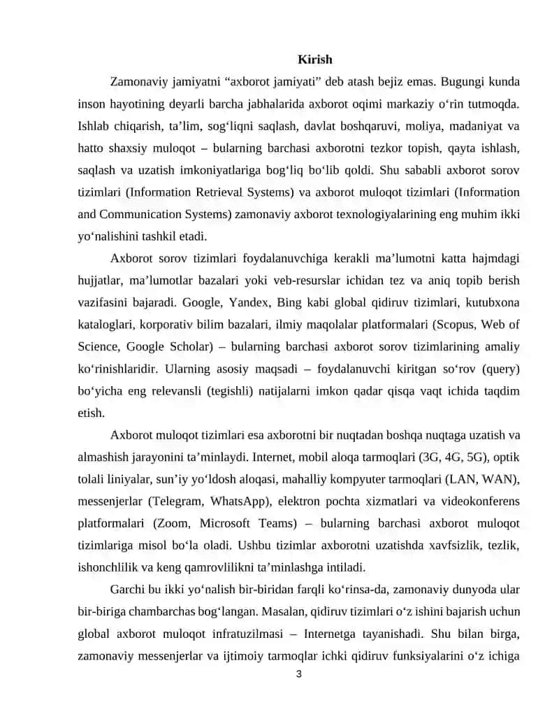 Axborot soʻrov va muloqot tizimlari 3