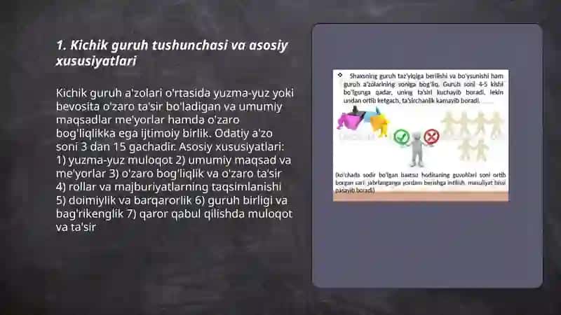 Kichik guruhdagi nizomlar.Kichik guruhlarning klassifikatsiyasi 3