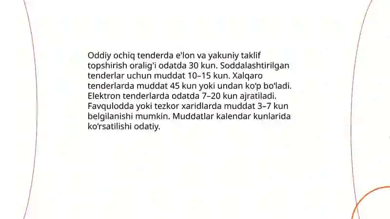 Xarid qilish tartib-taomillarining muddatlari 3