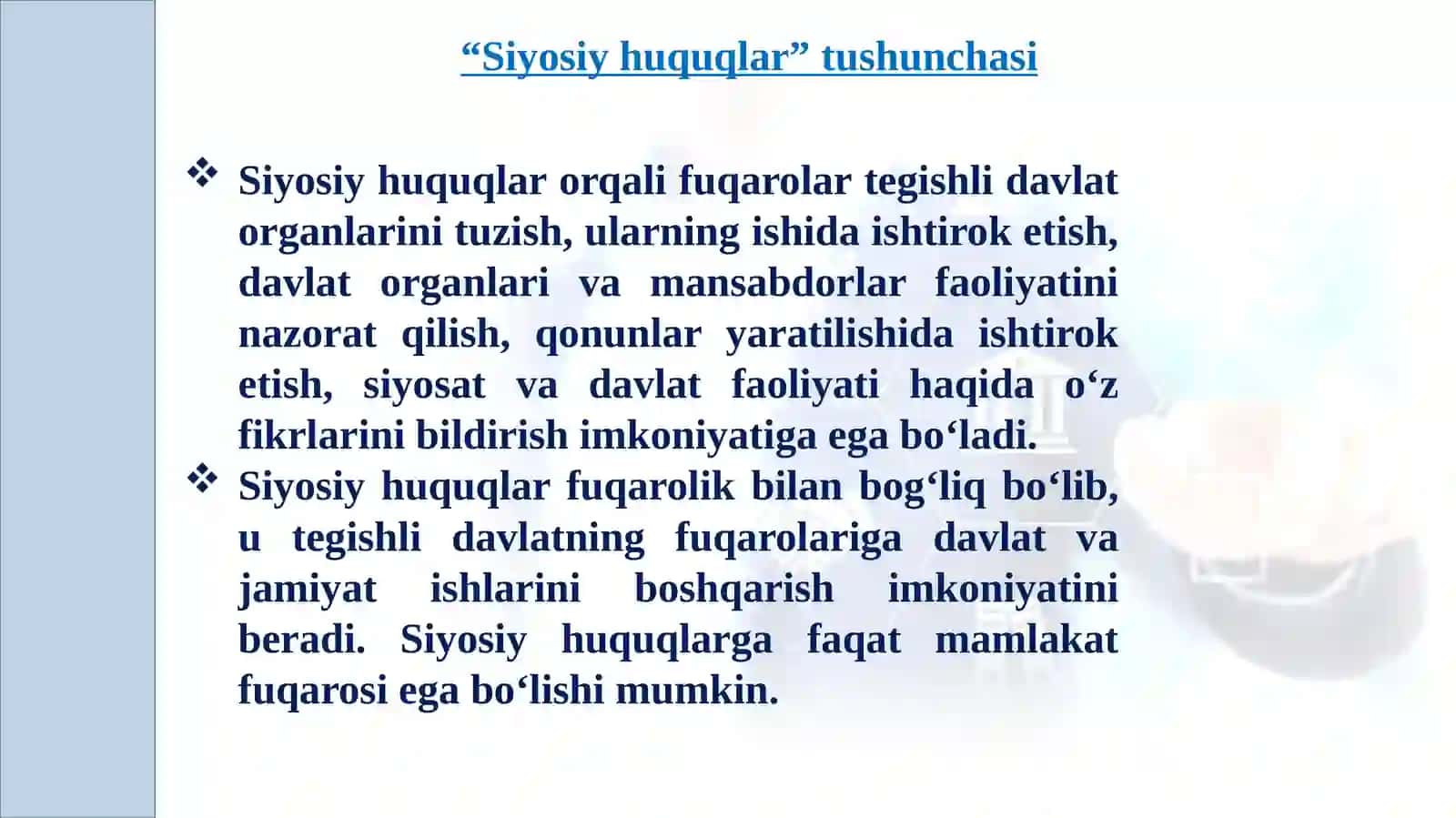 Siyosiy, iqtisodiy, ijtimoiy huquq 3