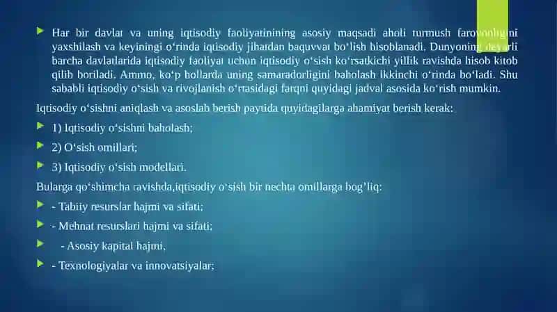 Iqtisodiyot tarmoqlarida iqtisodiy o‘sish 3
