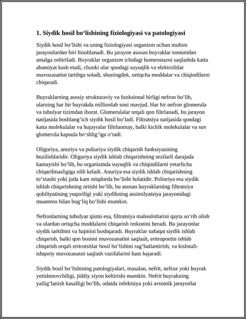 SIYDIK HOSIL BOʻLISHI VA SIYDIK AJRATISH FUNKSIYALARINING BUZILISHI 3