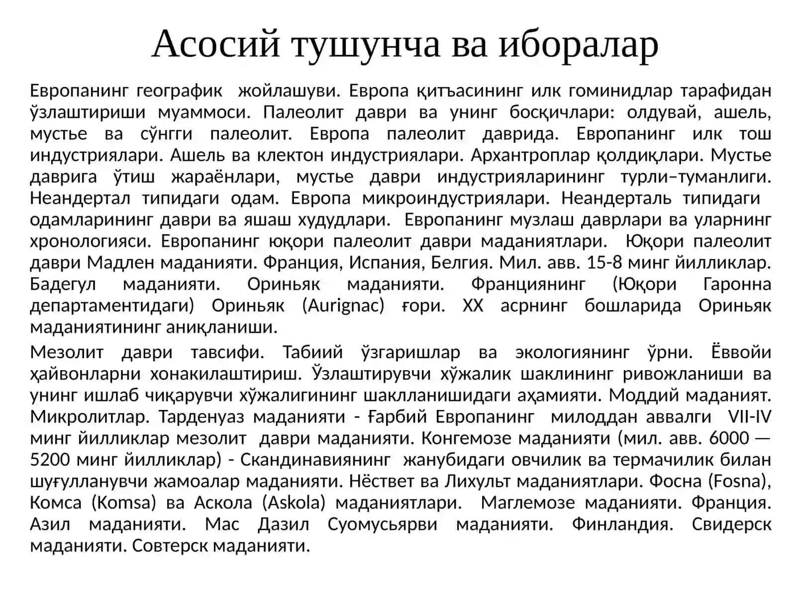 Европанинг палеолит ва мезолит даври археолоияси 3