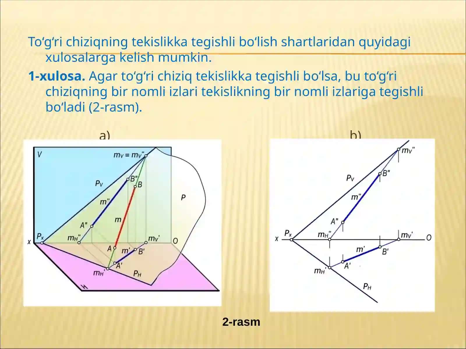 To‘g‘ri chiziq va tekislikning o’zaro vaziyatlari 3