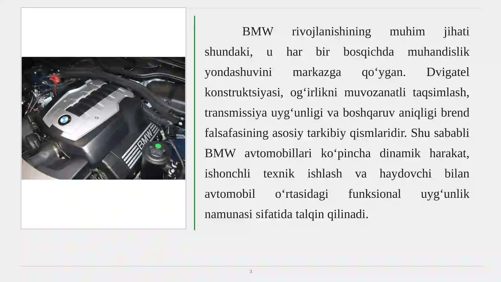 BMW avtomobillarining texnik va dizayn xususiyatlari 3